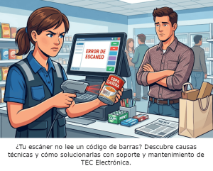 mujer escaneando código de barras