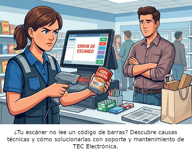 mujer escaneando código de barras
